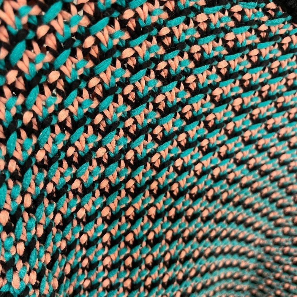 COS Crew Neck Knit Women's Sweater Teal And Peach Size Small